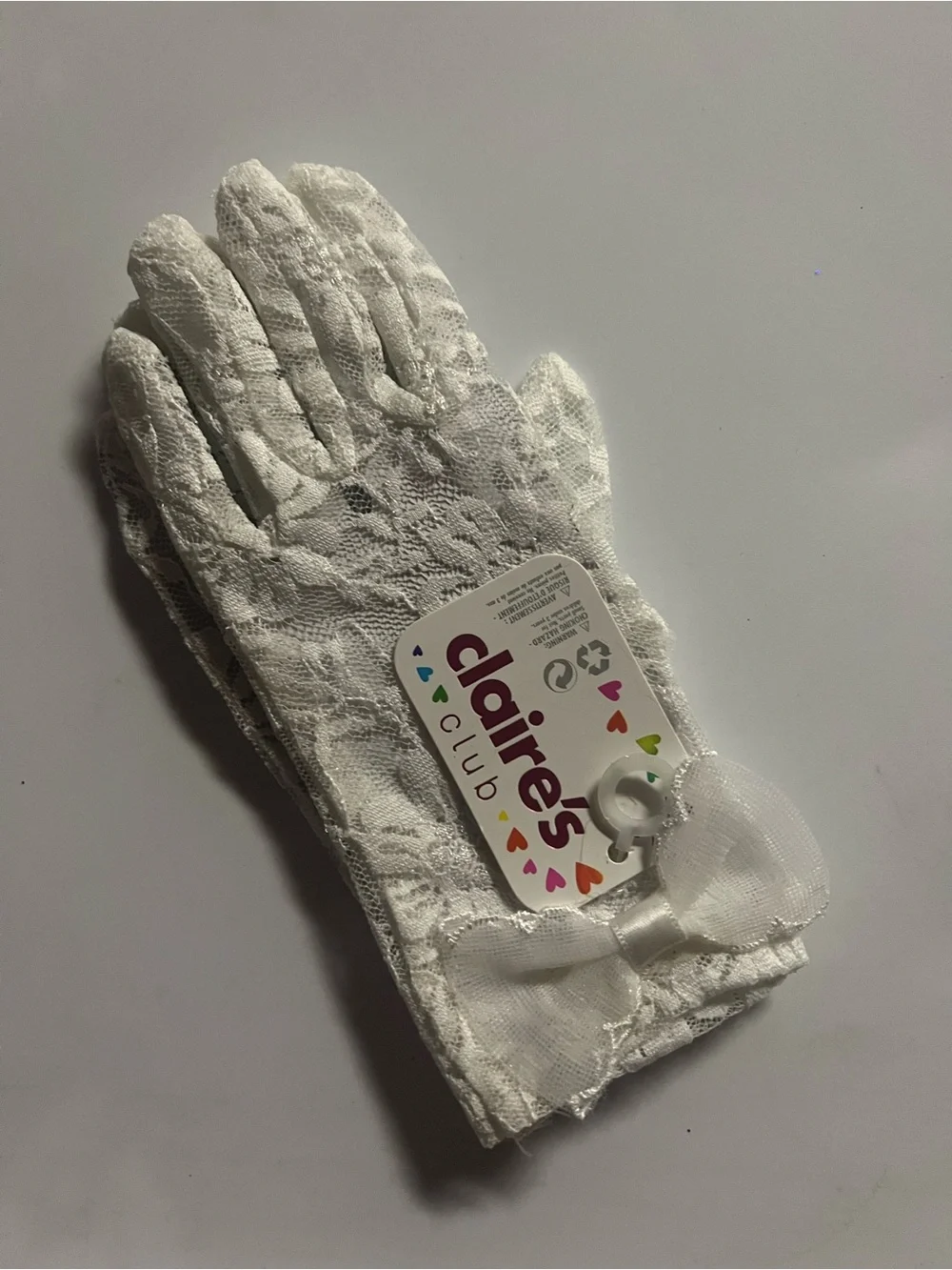 Claire's Small Girls White Lace Bow Dress Gloves